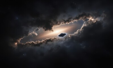 Canvas Print - Mysterious spaceship in cosmic clouds