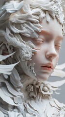 Poster - Serene White Sculpture: A Digital Portrait of Elegance and Calm