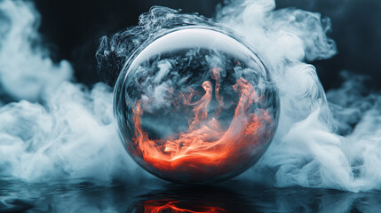 Wall Mural - Captivating sphere of flame and smoke creates a mesmerizing visual experience