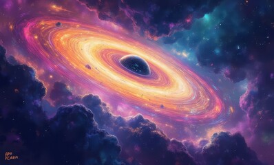 Canvas Print - Vibrant cosmic scene of a black hole