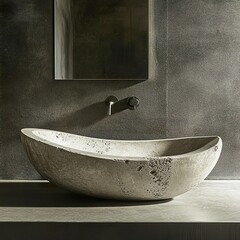 Canvas Print - Sculptural Stone Sink: Modern Bathroom Design