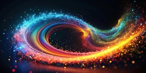 Poster - Abstract swirling cosmic dust and light particles in vibrant colors