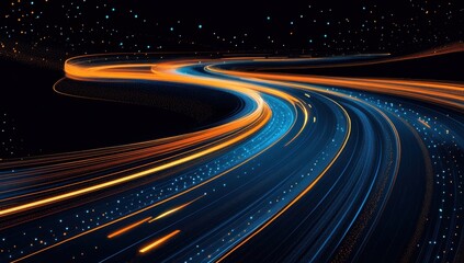 Wall Mural - abstract light trails: a symphony of blue and orange