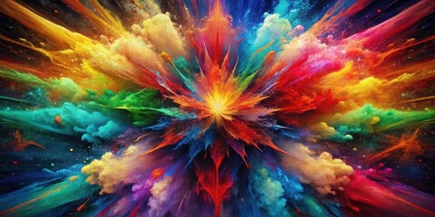 Poster - A vibrant explosion of multicolored powder, creating a stunning abstract artwork with dynamic energy and a captivating visual spectacle