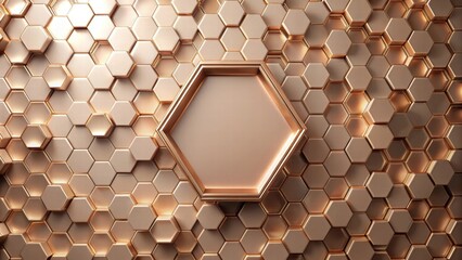 Aufkleber - Abstract Bronze Hexagon Pattern Background with Central Frame