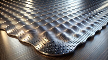 Aufkleber - Abstract Metallic Wave Pattern with Perforated Section on a Dark Surface