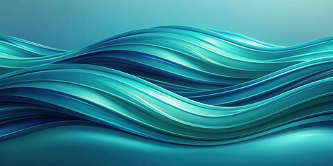 Poster - Abstract Teal Swirling Waves  Fluid Design Background for Modern Projects