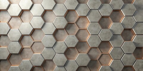 Aufkleber - Abstract Hexagonal Pattern with Metallic Accents and Subtle Depth