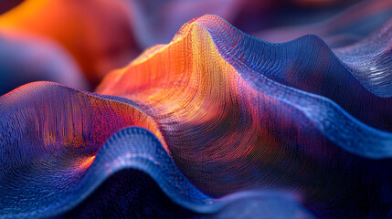 Wall Mural - Colorful undulating patterns create a surreal landscape in vibrant hues and textures