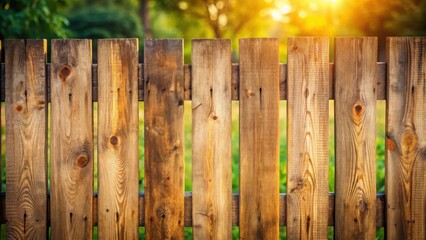 Leinwandbilder - Rustic Wooden Fence Panels in Warm Sunlight, Showing Natural Wood Grain and Texture