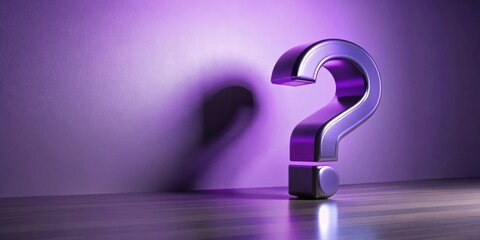 Poster - Metallic Question Mark on Purple Background with Reflection