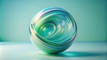 Aufkleber - Abstract swirling sphere with teal and green hues on a matching background