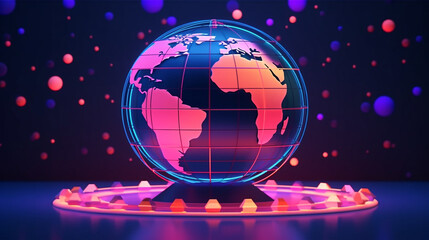 Wall Mural - digital world globe representing global network and connectivity on earth, featuring high-speed data