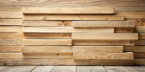 Wall Mural - Stack of light brown wood planks creating a textured background