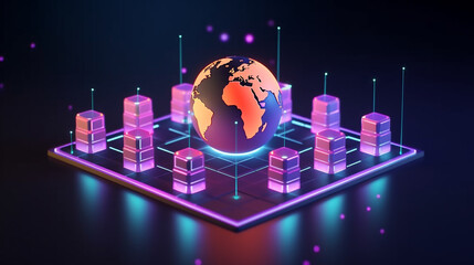 Wall Mural - digital world globe, concept of global network and connectivity on high speed data transfer and cybe