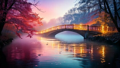 Wall Mural - bridge leading to a shimmering floating island.