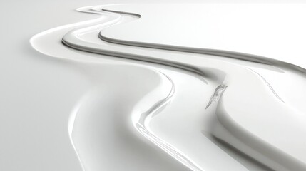 Poster - Abstract white flowing curves, smooth 3D rendered waves.