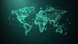 © Focusshop - Digital World Map with Network Connections on Green Background for Global Connectivity Themes
