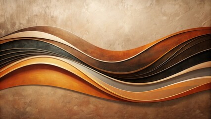 Aufkleber - Abstract Swirling Layers of Warm Earth Tones on a Textured Background