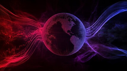 Global network connection, digital data flow, abstract background, technology concept
