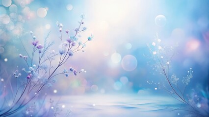 Poster - Winter Wonderland Scene Delicate Frost-Covered Branches and Soft Bokeh Background