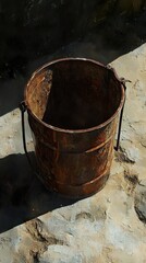 Wall Mural - Rusty Bucket: A Study in Texture and Light