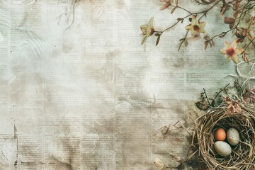 Wall Mural - Easter scene ephemera border backgrounds paper nest.