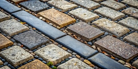 Aufkleber - Stone Pathway Detail Rectangular and Rounded Stones Arranged in an Intricate Pattern