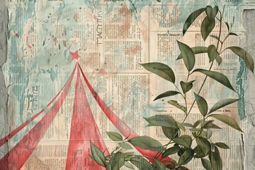 Poster - Circus tent ephemera border backgrounds plant herbs.