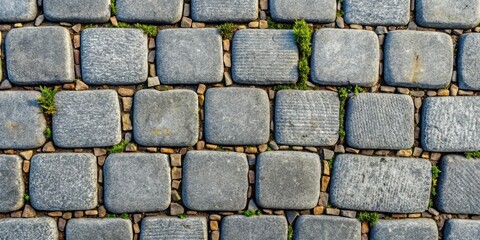 Aufkleber - A Close-Up View of a Stone Pavement with Interstitial Plants