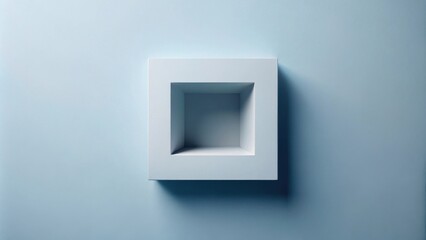 Aufkleber - Empty recessed square shelf on a pale blue wall background