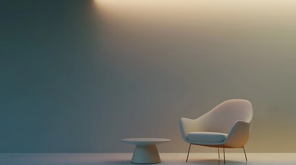 Wall Mural - A white chair sits in front of a white coffee table