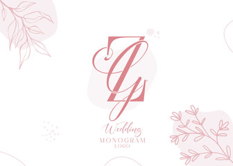 Wall Mural - Wedding initial GZ and ZG monogram logo