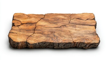 Wall Mural - a photostock of large wooden slabs with visible bark texture, isolated on a clean white background, 