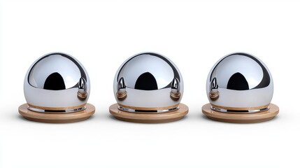 Wall Mural - a photostock of multiple shiny chrome serving domes for catering, isolated on a clean white backgrou