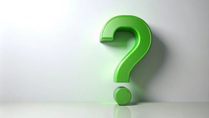 Poster - A Green Question Mark on a White Background Representing Inquiry and Uncertainty