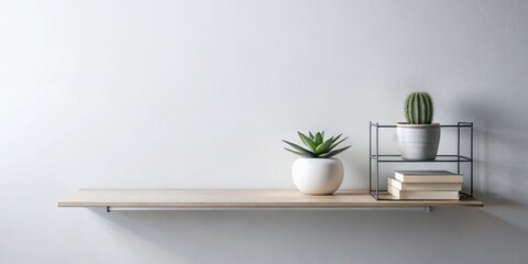 Aufkleber - Minimalist Home Decor Simple Shelf with Plants and Books