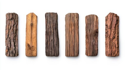 Wall Mural - a photostock of realistic wooden fences arranged in different rustic styles, isolated on a clean whi