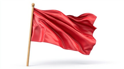 Wall Mural - a photostock of red flags waving gently in the wind, isolated on a clean white background, vibrant a