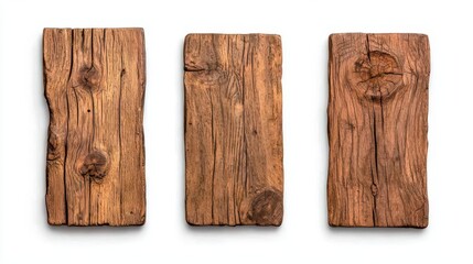Wall Mural - a photostock of rustic wooden signboards with aged textures, isolated on a clean white background, v