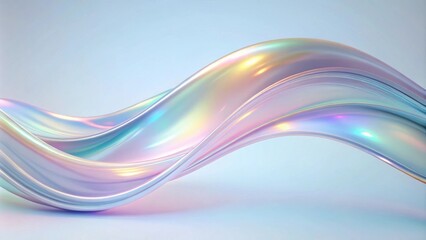Aufkleber - Abstract iridescent flowing curves, elegant pastel wave design
