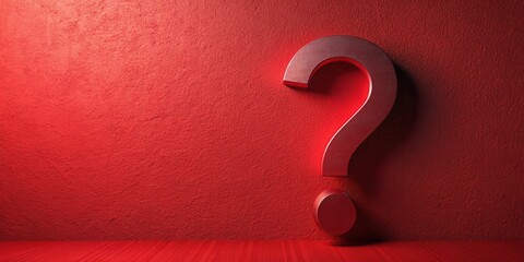 Poster - Intriguing Red Enigma A Metal Question Mark Against a Textured Wall