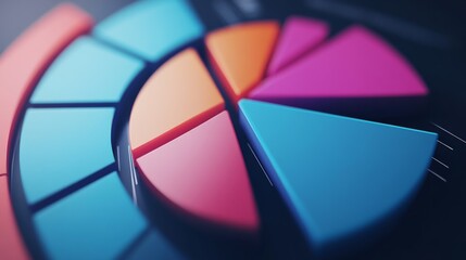 Leinwandbilder - Close-up of a D pie chart with interactive elements, including hover effects and clickable segments, illustrating a sophisticated data presentation.