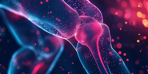 Poster - Abstract glowing human knee joint.