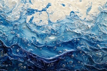 Wall Mural - abstract blue ocean wave texture with bubbles.