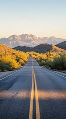 Wall Mural - Desert Highway Journey Scenic Mountain Vista Sunset Drive