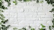 © Елена Смыкова - White brick wall with plants, place for design, background