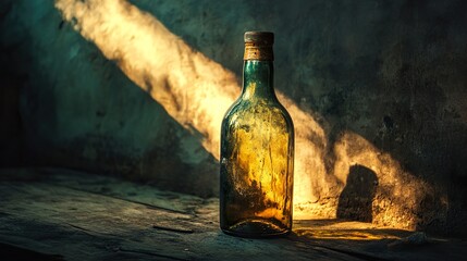 Wall Mural - Vintage Glass Bottle in Dramatic Light