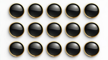 Group of Black and gold buttons design with premium gradient color in elements. Set of Luxury special shapes web IU buttons. and collection of metallic sheen at the center