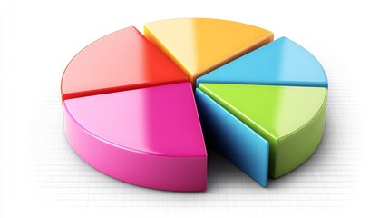 Poster - High-definition image of a D pie chart on a transparent background, featuring multi-colored segments and shadows to enhance depth and clarity.